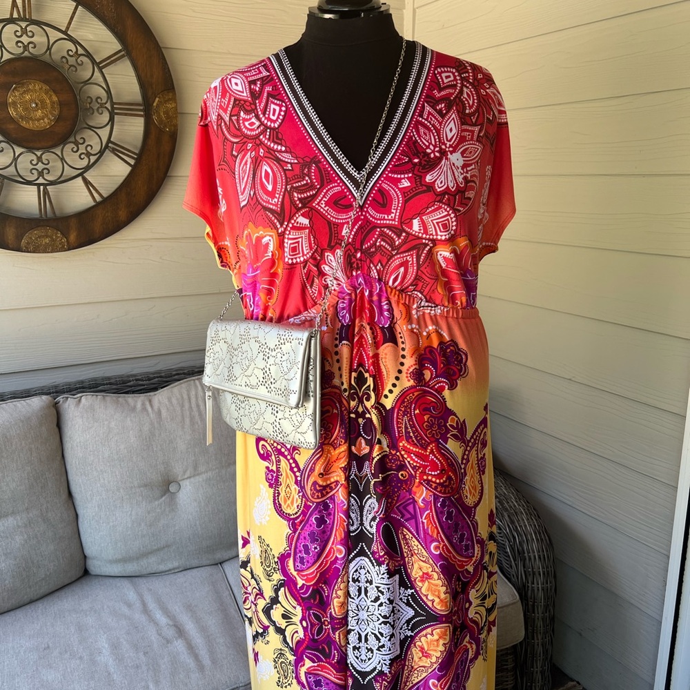 Multicolor Maxi Dress (Purse not included. Sold Separately)